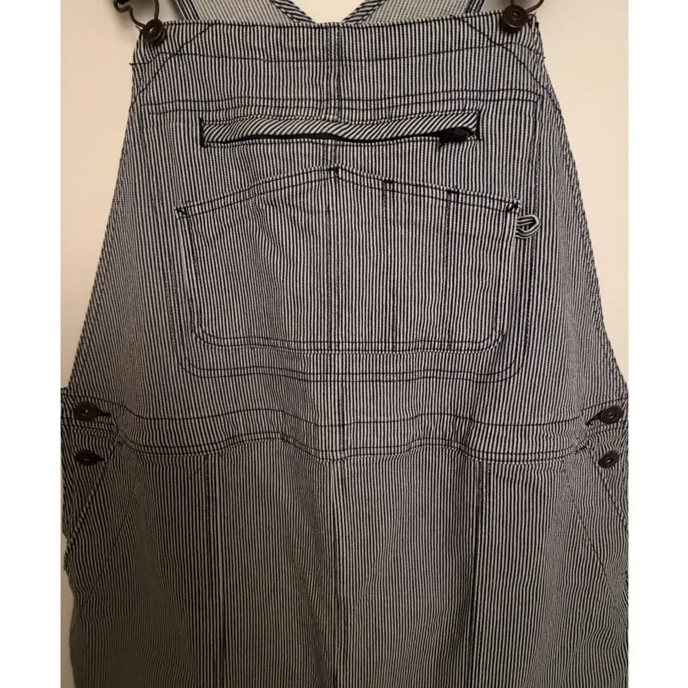 Duluth Trading Women's XL Rootstock Gardening Short Overalls Hickory Stripe